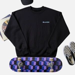 100% cotton Block Black Sweatshirt size 3XL French Terry skater scene gear